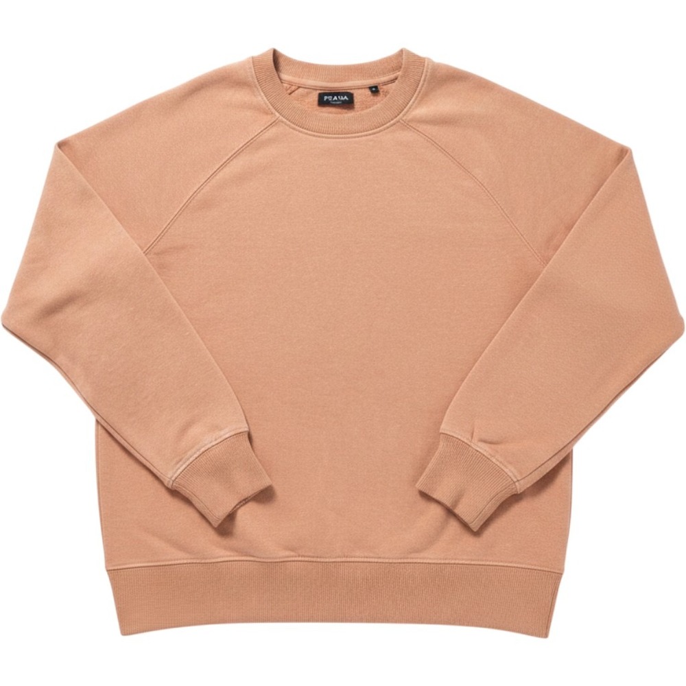 prAna‎ Sweatshirt Women XS Terracotta Raglan Back Pleat Pullover Athleisure Cozy